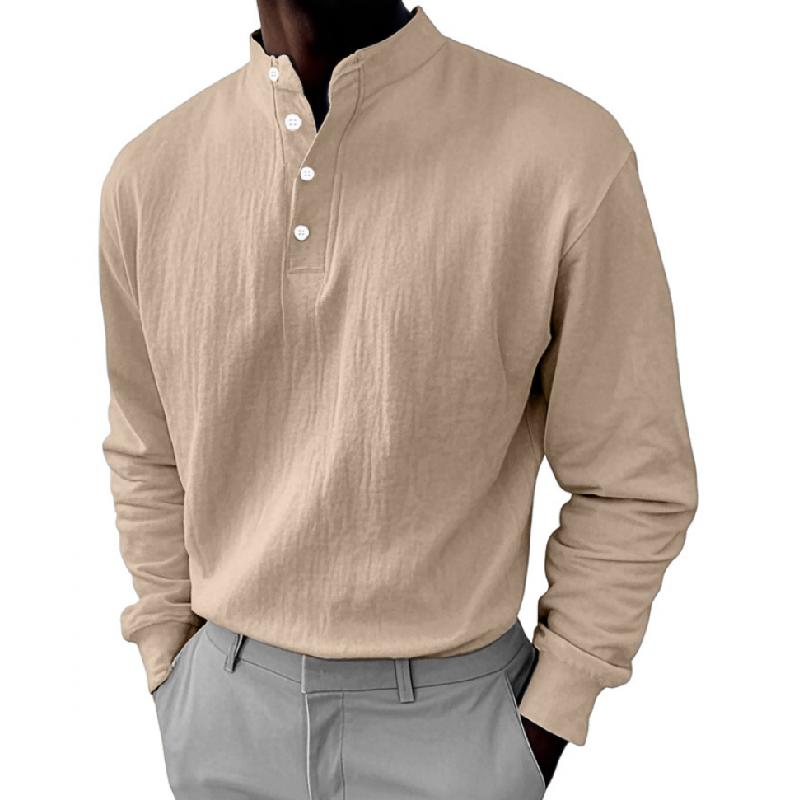 Men's Casual Button-down Collar Loose Pullover Sweatshirt 24654271M