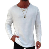 Men's Fashion Solid Color Round Neck Long Sleeve T-shirt 21359438Z