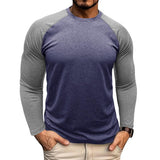 Men's Casual Round Neck Colorblocked Raglan Long Sleeve Slim Fit T-shirt 13360949M