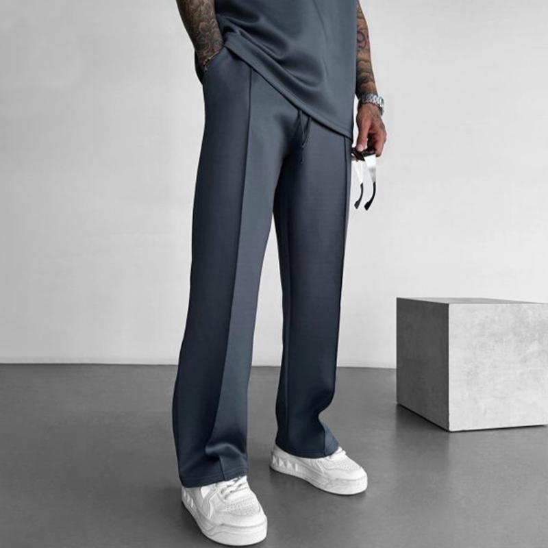 Pantaloni casual dritti elastici in vita da uomo tinta unita 98511676Z