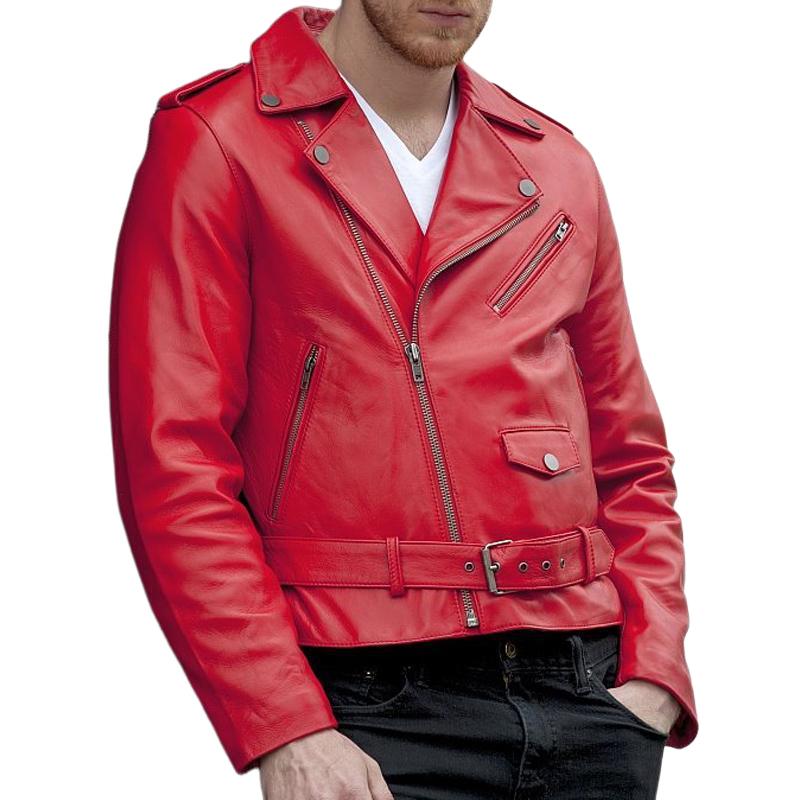 Men's Solid Color Motorcycle Casual Leather Jacket 70049771X