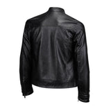 Men's Vintage Stand Collar Zipper Slim Fit Motorcycle Leather Jacket 29536672M