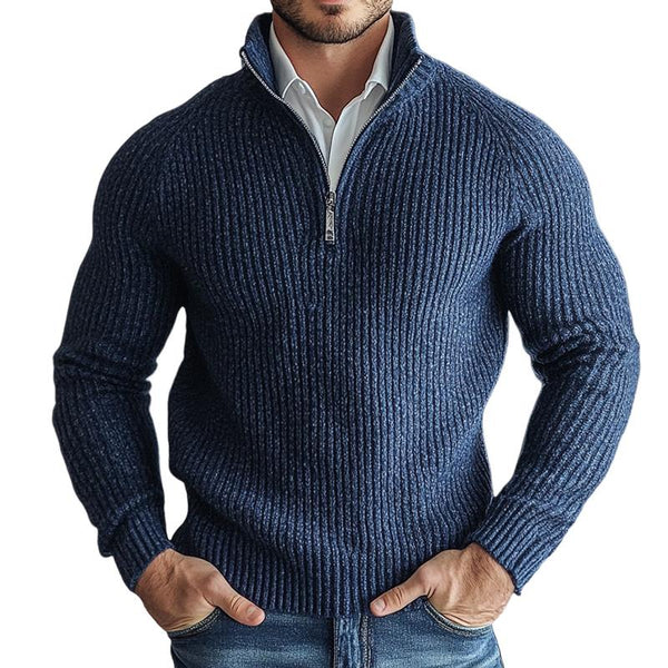 Men's Retro Casual Heather Zipper Sweater 28578394TO