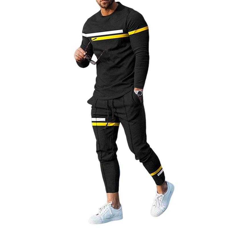 Men's Sports Casual Crew Neck Pullover Sweatshirt and Trousers Set 30423543F