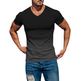 Men's Gradient Print Slim Fit V-Neck Short Sleeve T-Shirt 68583925Y