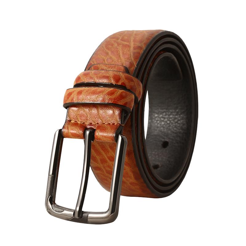 Ceinture en cuir à boucle ardillon haut de gamme pour homme, style rétro, décontracté et polyvalent, 33729143K