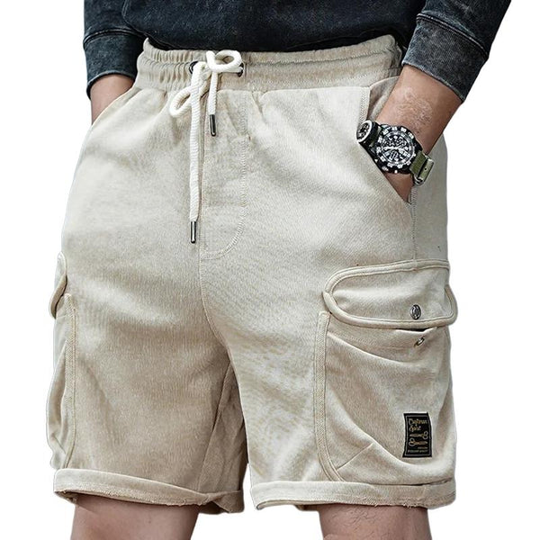 Men's Solid Multi-Pocket Sports Cargo Shorts 59276423Y