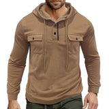 Men's Casual Solid Color Flap Pocket Pullover Hoodie 59001786M