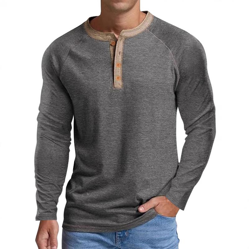 Camiseta informal de manga larga con cuello redondo y raglán con bloques de color para hombre 92199653Y