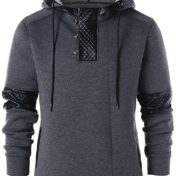 Men's Casual Personalized Patchwork Hooded Sweatshirt 97547240F