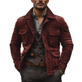 Men's Vintage Red Lapel Jacket 94926043F