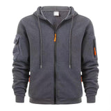 Men's Casual Hooded Multi-pocket Zipper Loose Sports Jacket 16754229M