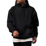 Men's Casual Solid Color Kangaroo Pocket Hooded Long Sleeve Sweatshirt 22891112Y