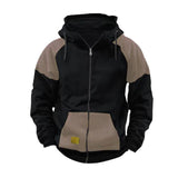 Men's Casual Colorblock Hooded Zipper Loose Sports Jacket 82930816M