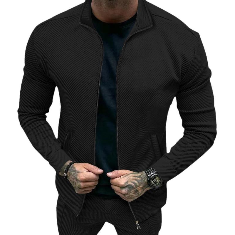 Giacca da uomo tinta unita con risvolto e cerniera a maniche lunghe 63154141Z