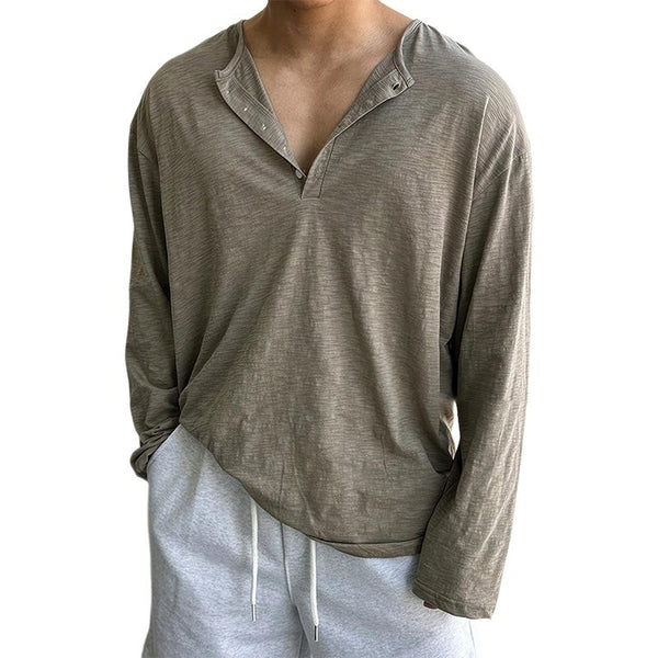 Men's Casual Solid Color Long Sleeve T-Shirt 70828948TO