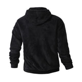 Men's Casual Solid Color Coral Fleece Loose Pullover Hoodie 67125056M