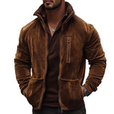 Men's Vintage Casual Suede Stand Collar Zipper Jacket 47074401TO