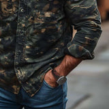 Men's Classic Casual Slim Fit Camouflage Workwear Long Sleeve Shirt 41195156K