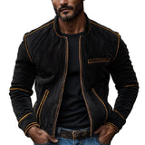 Men's Casual Contrasting Decorative Line Corduroy Baseball Jacket 15701874Y