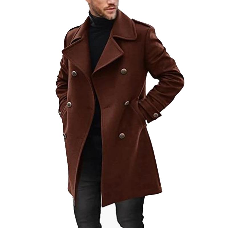 Men's Lapel Double Breasted Mid-length Coat 66914470Z – Manlytshirt