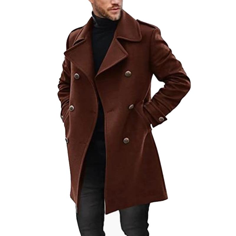 Cappotto da uomo a doppio petto con risvolto, lunghezza media 66914470Z