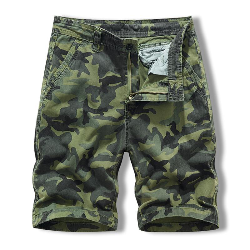 Men's Casual Cotton Washed Camouflage Slim Fit Cargo Shorts 06935927M