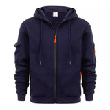 Men's Casual Hooded Multi-pocket Zipper Loose Sports Jacket 16754229M