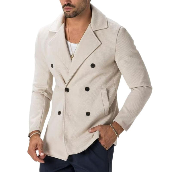 Men's Solid Color Notch Lapel Double Breasted Casual Blazer 33359922Z