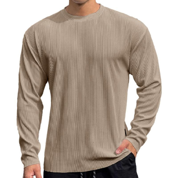 Men's Casual Solid Color Round Neck Long Sleeve T-Shirt 88160269Y