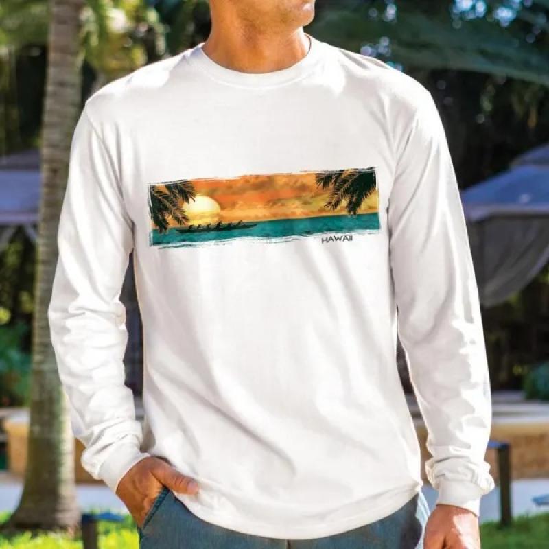 Men's Print Round Neck Long Sleeve Loose Casual T-shirt 95645174Z