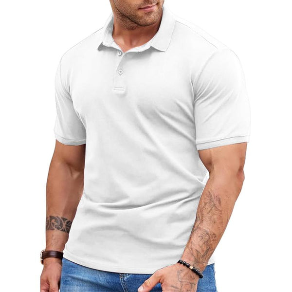 Men's Solid Lapel Short Sleeve Casual Polo Shirt 46902851Z