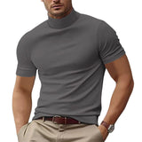Men's Solid Color Half Turtle Neck Slim Fit Short Sleeve T-Shirt 95228052Y
