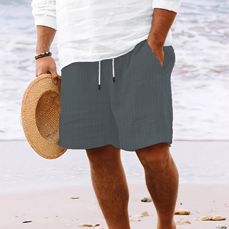 Strandshorts med snor i bomull og lin, herre 98769744Y