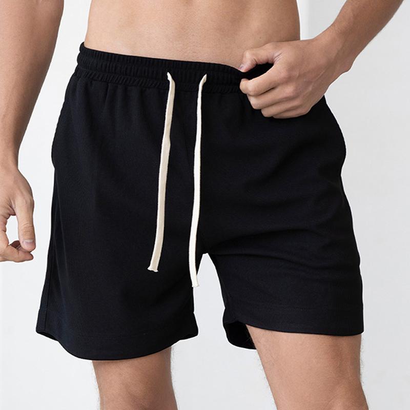 Men's Solid Loose Elastic Waist Sports Fitness Shorts 68813004Z