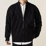 Men's Solid Color Stand Collar Zipper Knit Cardigan 75464612Z