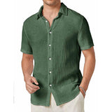 Men's Solid Color Lapel Short Sleeve Casual Shirt 65989179Z