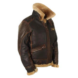 Men's Vintage Classic Lapel Zipper Plush Composite Leather Jacket 11358117F