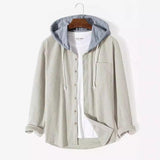 Men's Casual Solid Color Waffle Hooded Shirt 58756257Y