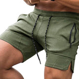 Men's Solid Color Elastic Waist Zip Pocket Sports Shorts 45431073Z
