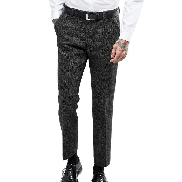 Men's Retro Casual Herringbone British Style Straight Suit Pants 88278513TO