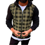 Men's Retro Casual Plaid Hooded Zipper Sweatshirt 38235756TO