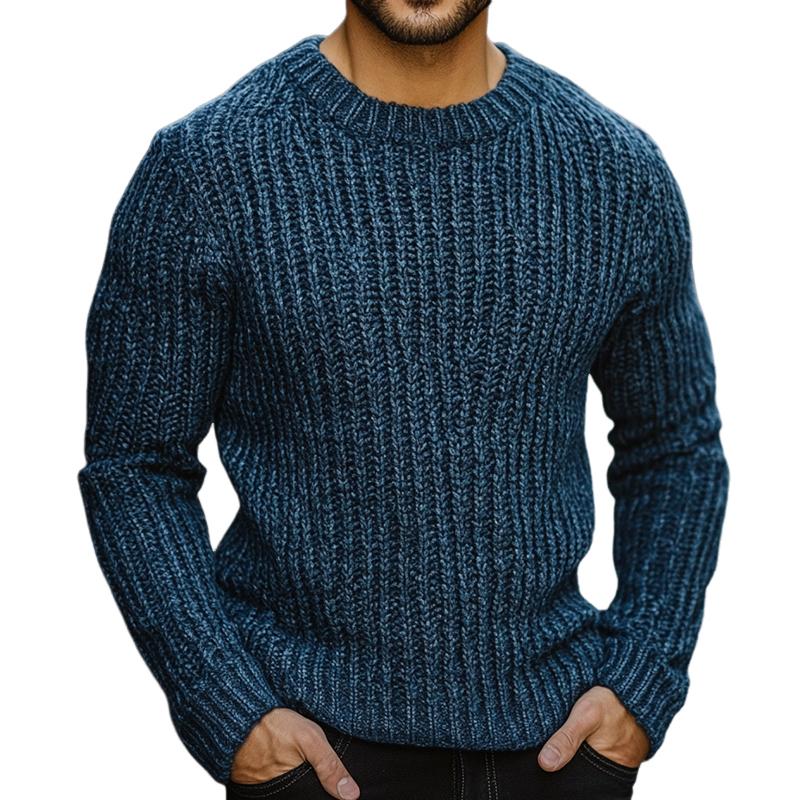 Men's Vintage Casual Heathered Crew Neck Sweater 29660345TO