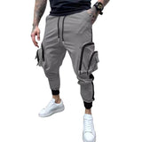 Men's Casual Solid Color Zipper Multi-Pocket Colorblock Cargo Pants 01673675Y