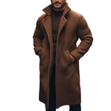 Men's Retro Casual Solid Color Polar Fleece Mid-Length Single-Breasted Coat 48686288TO