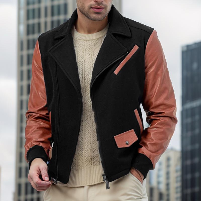 Men's Vintage Leather and Wool Jacket 81454187Y