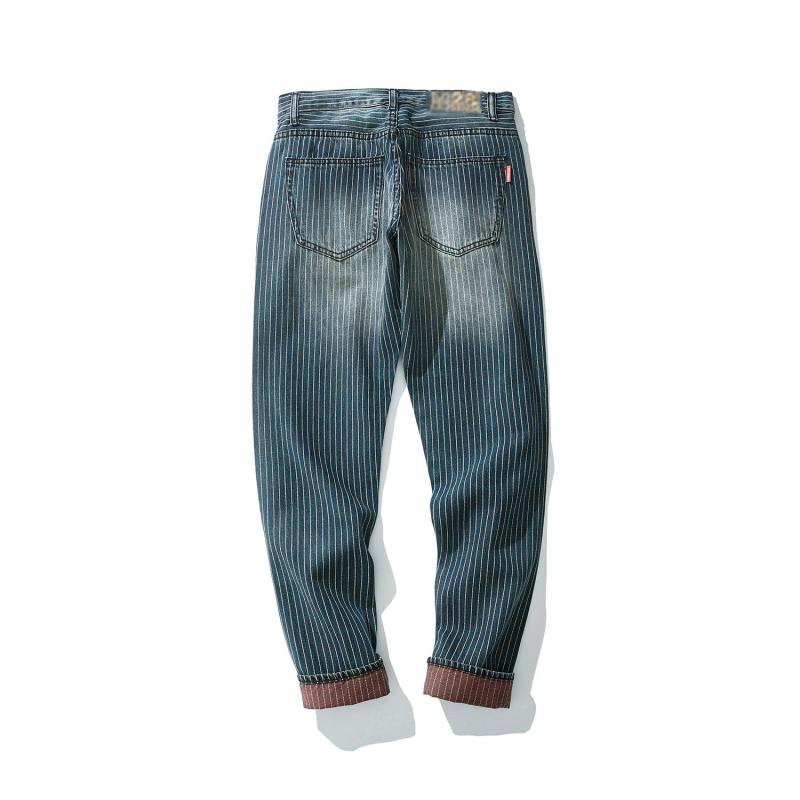 Men's Vintage Striped Denim Straight Cargo Pants 55993612Z