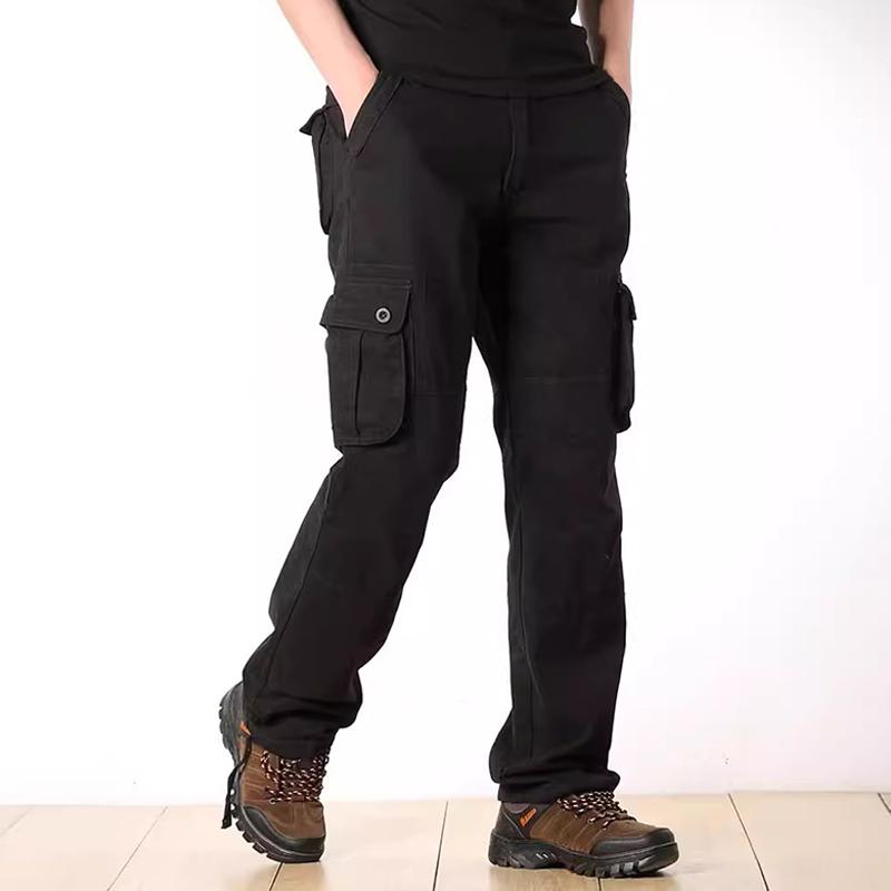 Men's Solid Color Cotton Multi-pocket Straight Cargo Pants 47376174Z