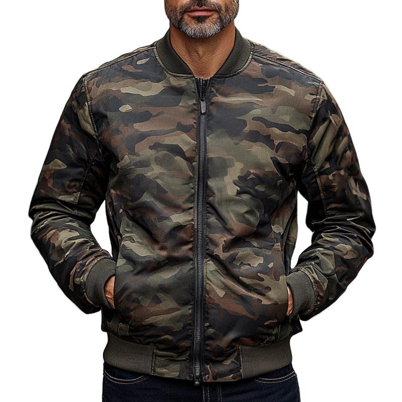 Men's Vintage Camouflage Baseball Jacket 77216065F