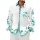 Men's Casual Hawaiian Print Long Sleeve Shirt 01869950X